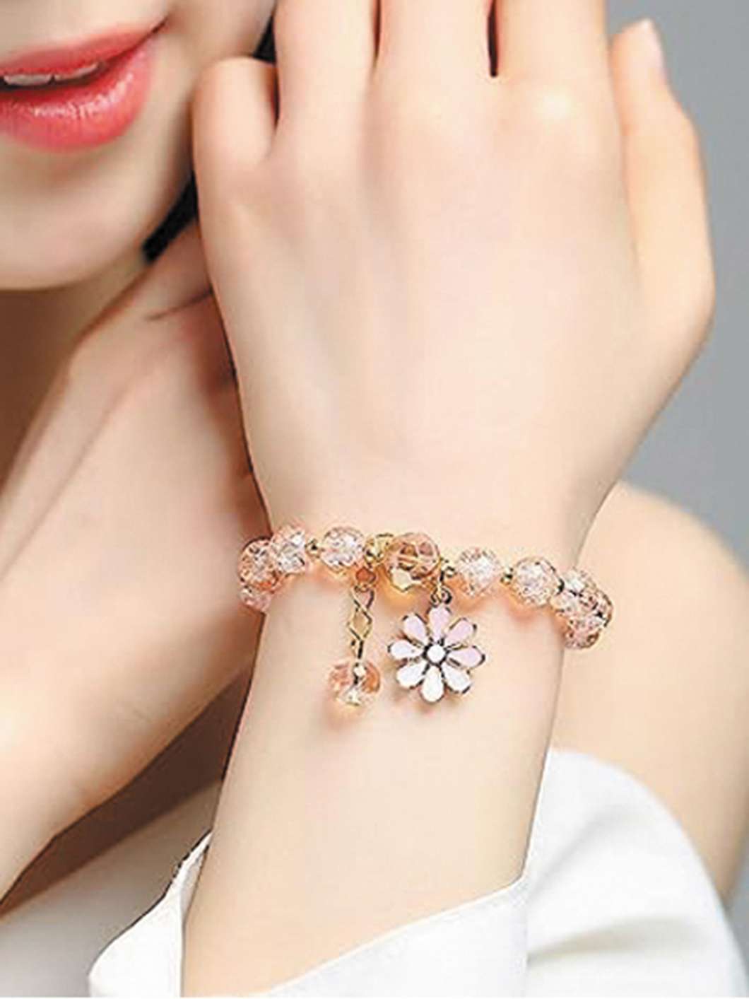 Natural Stone & Crystal Beaded Bracelet