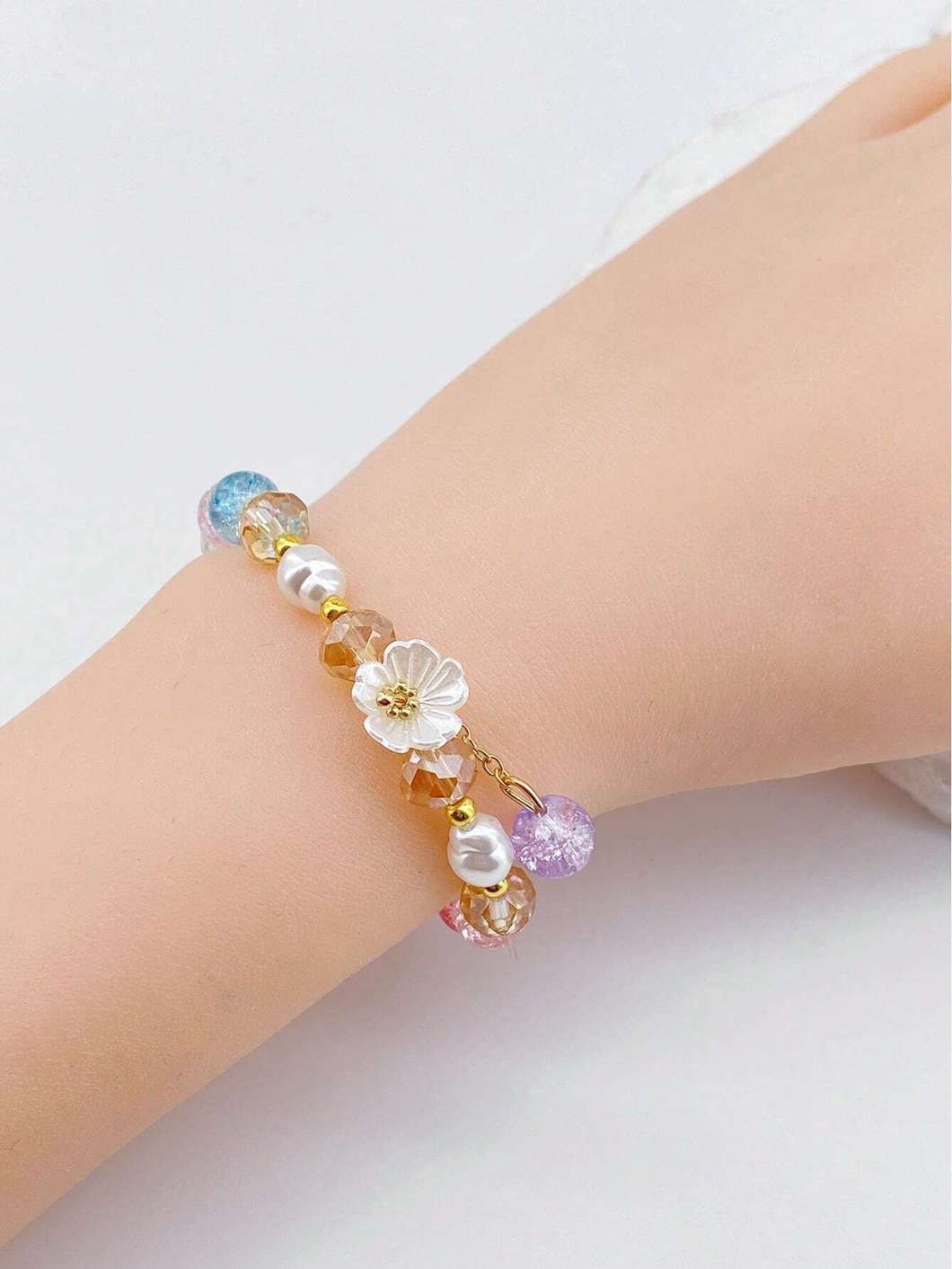 Rainbow Crystal Beaded Bracelet